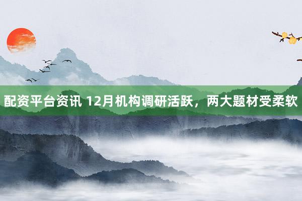 配资平台资讯 12月机构调研活跃,两大题材受柔软
